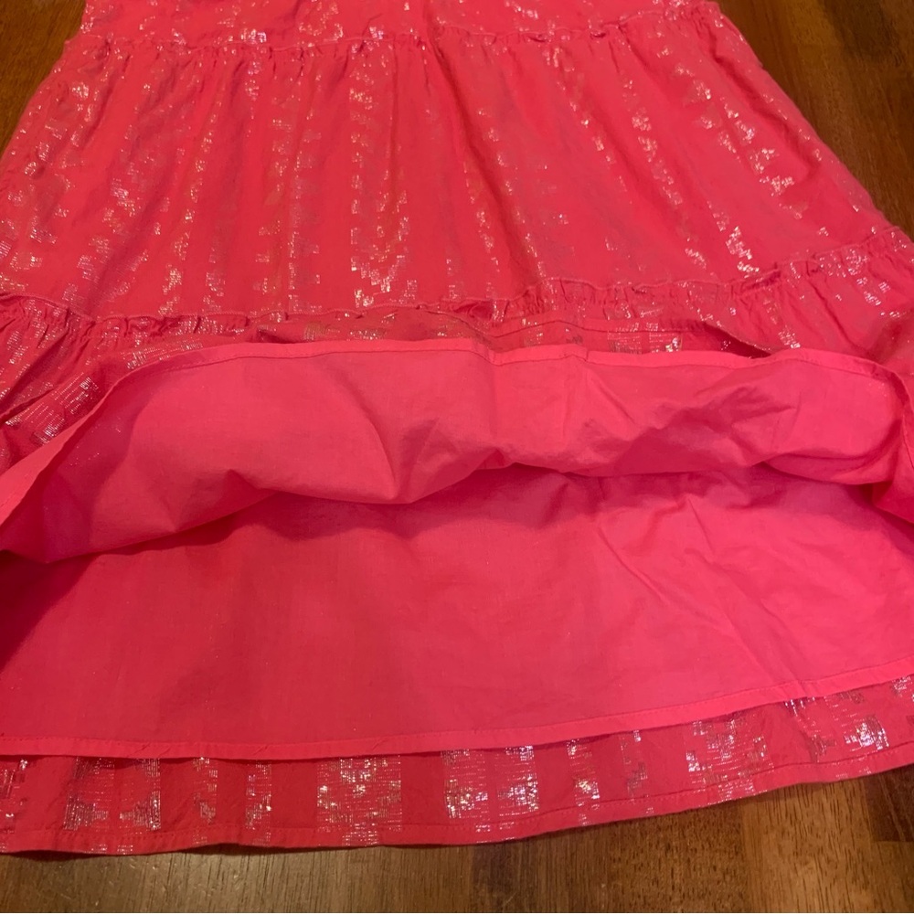 Versona Dress Small Broght Pink Sleeveless Silver shiny detail Pockets - Picture 6 of 8